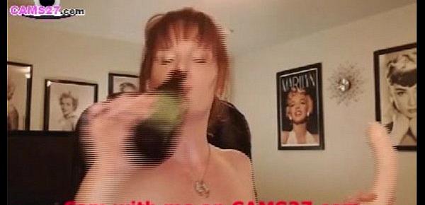  MILF Redhead with big Boobs from Texas using her Dildo on CAMS27.com